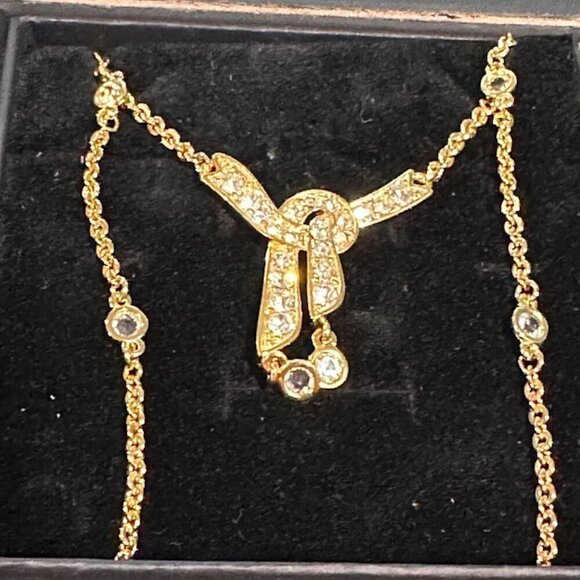 VINTAGE MONET Gold Plated Necklace with Crystals in gift box VINTAGE MONET - Picture 8 of 15